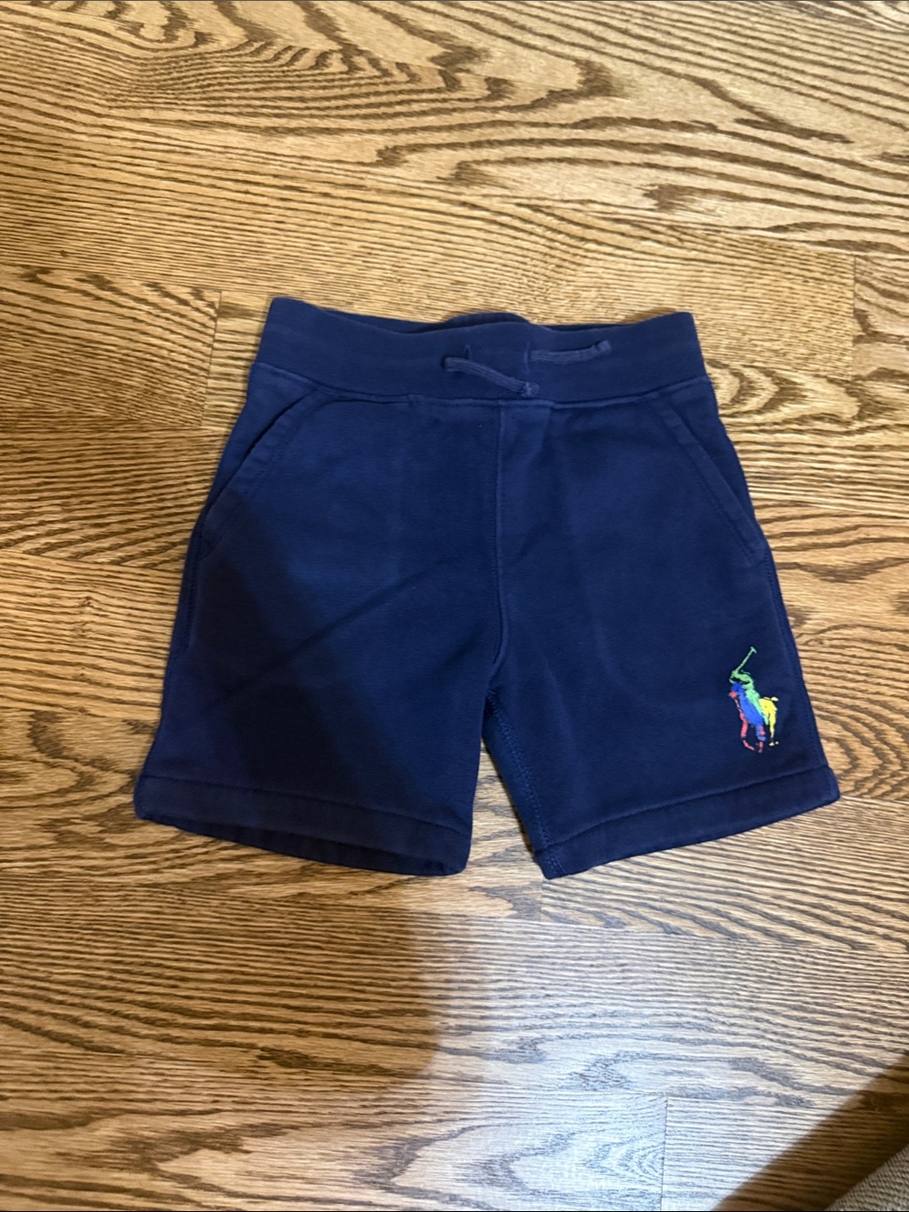 Polo by Ralph Lauren Navy Knit Shorts with Multicolor Pony Embroidery